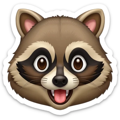 a raccoon with its tongue out with not red eyes  sticker