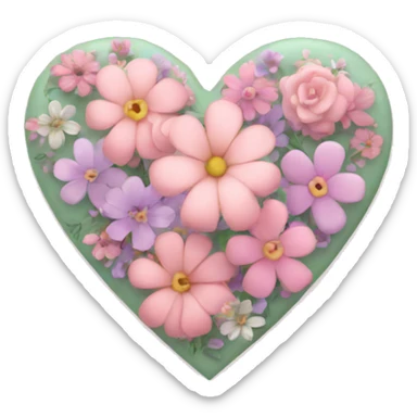 Pink heart with pastel flowers sticker