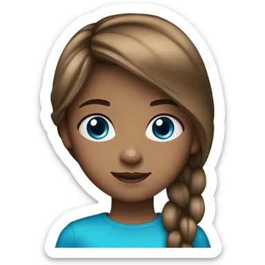 Young girl Brown and straight hair with blue eyes sticker