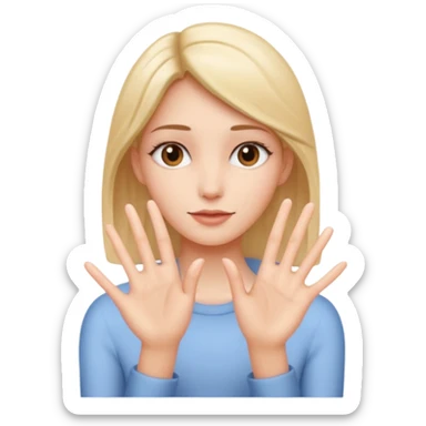 Girl with two hands in front no flowers and make them at different levels sticker