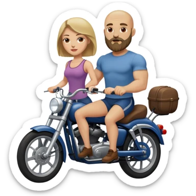 Beautiful dark blonde riding her muscular bald beard husband sticker