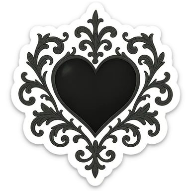 black gothic heart, ornate, dark, elegant, ghibli style sticker