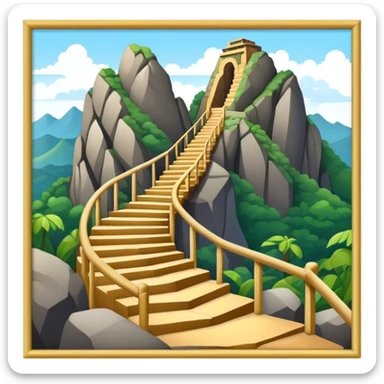 Guatapé Rock Landmark Emoji – Depicting the monolithic rock with its zigzagging staircase. sticker
