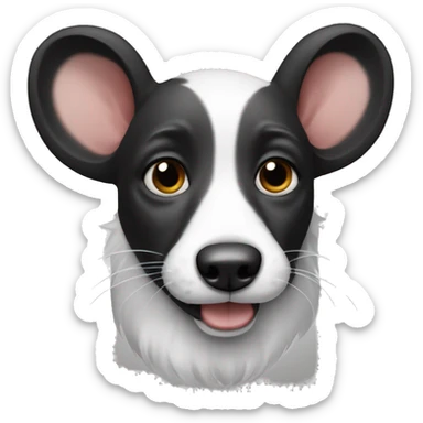 Black and white rat dog big ears sticker