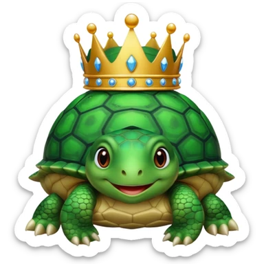Turtle with a princess crown on sticker