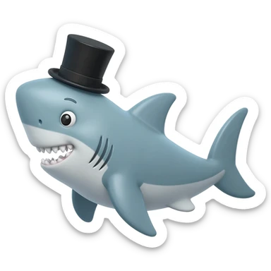 Shark with a top hat sticker
