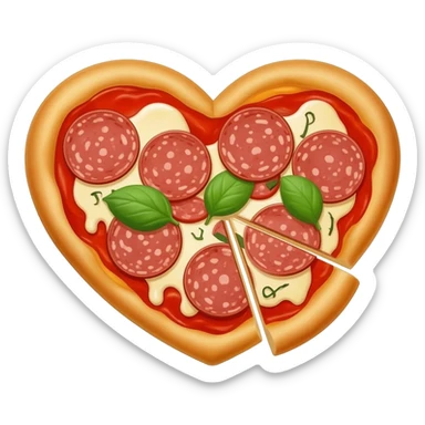 pizza shaped like a heart sticker
