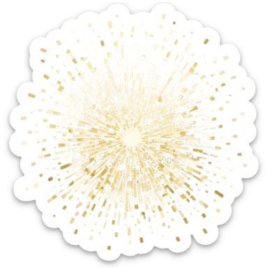 Delicate, shimmering sparkles scattered gracefully, with soft glowing edges and a subtle golden or white tint. The sparkles vary in size and opacity, creating a magical and elegant effect. Flat, modern illustration, clean and minimal, white background. sticker