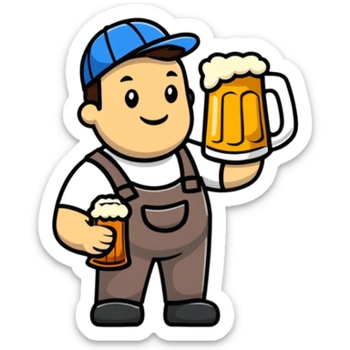 Worker with beer in hand sticker
