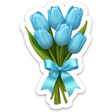 light blue tulip bouquet with light blue bow  sticker