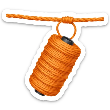 orange yarn on a bobbin sticker