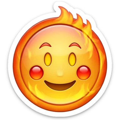 A minimalist fiery CD disc with a glowing effect, emoji style. sticker