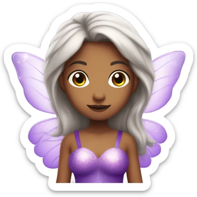 mixed girl with straight hair as a purple fairy sticker