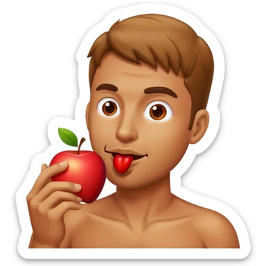 man eating apple sticker
