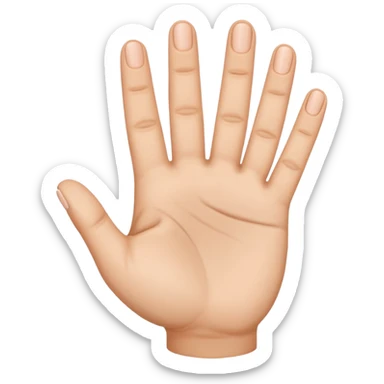 Extend your thumb, index finger, and middle finger straight out.
Tuck your ring finger and pinkie down into your palm (they stay folded). sticker
