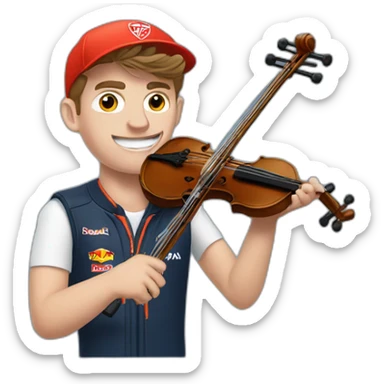 Max Verstappen with a random instrument sticker