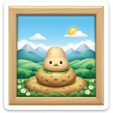kawaii sanrio meditating potato landscape sticker
