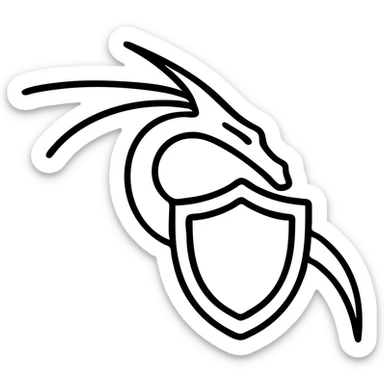Make the shield much bigger, keep the Kali Linux dragon, bold outline, minimal color, preserve transparency if present. sticker