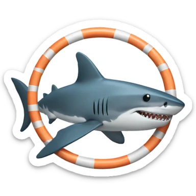 A shark in a swimming circle sticker
