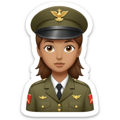 Soldier girl with brown hair sticker