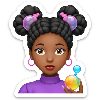 Black woman with bubble Space buns sticker