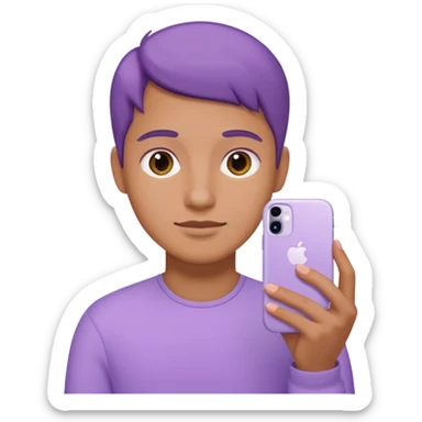 close up of a pastel purple iPhone in hand, iOS Apple emoji style sticker