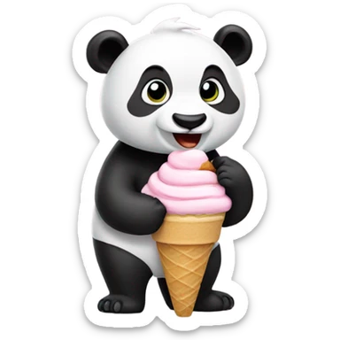 Panda eating ice cream sticker