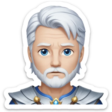 Odin with blue eyes, white hair, silver outfit sticker