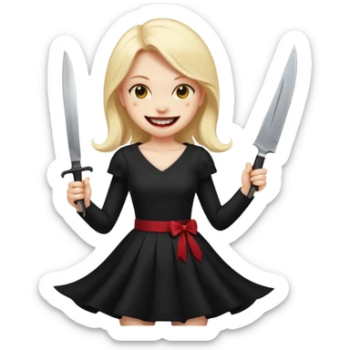 a girl classic smiley with a nife on the bach and vampire theet sticker