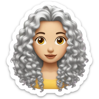 ado fille cheuveux long bouclé sticker