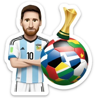 lionel messi with world cup sticker