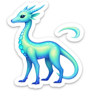 Shiny Exotic Colorful Neon-colored Ethereal Sparkly Amaura-Aurorus-Fakémon-hybrid-creature (full body)  sticker