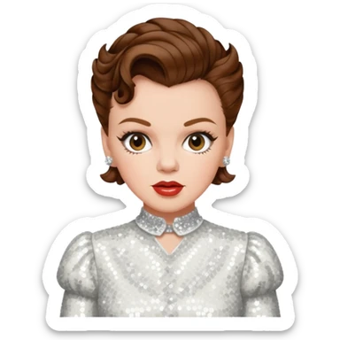 Judy Garland with brown hair, white sequin outfit sticker