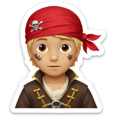 light brown Hispanic boy with blond hair that is dressed as a pirate sticker