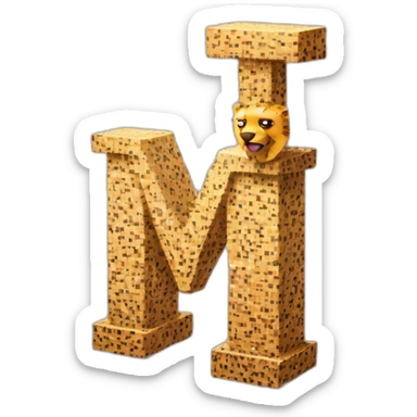 Letter "M" made of cube of pixels with cheetah pattern sticker