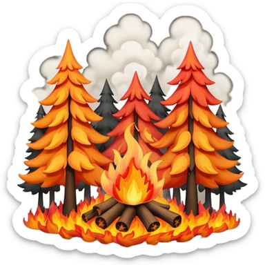 a forest fire were every tree is in fire  sticker