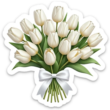 white tulip bouquet with a white bow holding the flowers together sticker