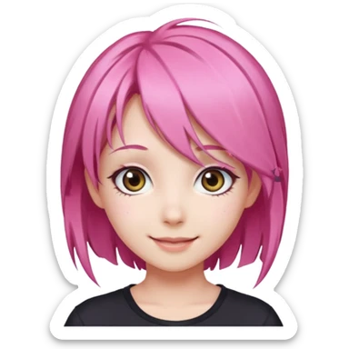 Anime girls with pink hair sticker