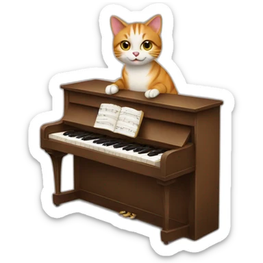 cat playing piano sticker