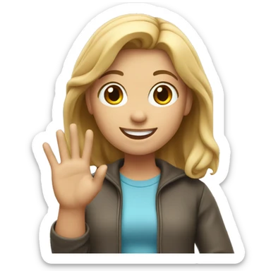 a memoji of smiling casual student girl waving at you sticker