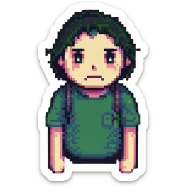 pixel art man with a sad expression sticker