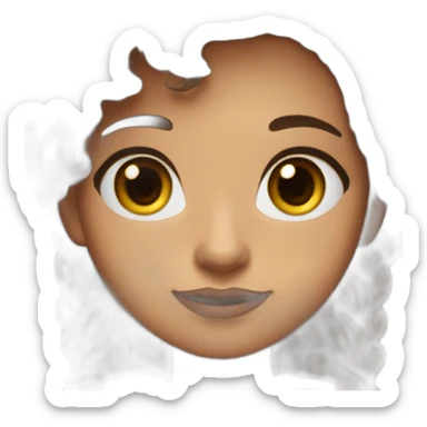 girl with brown here some blue hightlights at the end of her hair and big brown long lashes eyes. and wearing a therapist outfit sticker