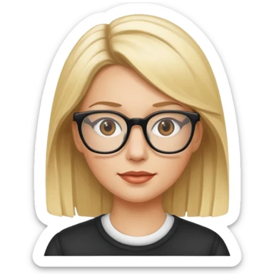 White woman, Blode hightlights, glasses,  sticker