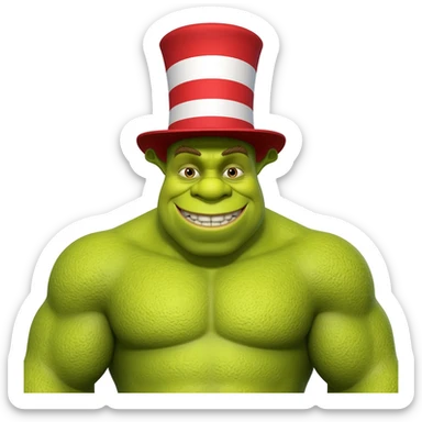 Shrek and cat in the hat merged together as live action charatcer sticker