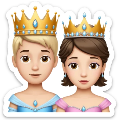 The boy is getting a princess makeover in before and after look  sticker