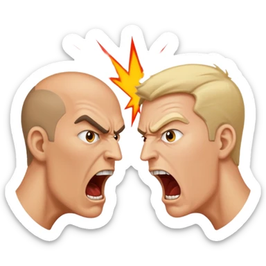 two people, facing each other, angry yelling at each other sticker