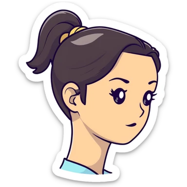 ragazza mora con fronte alta scoperta e coda tirata sticker