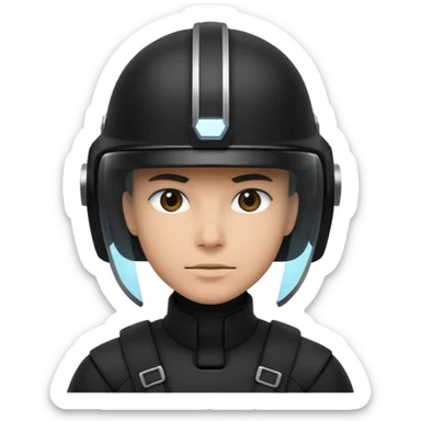 time traveler in black clothes and helmet sticker