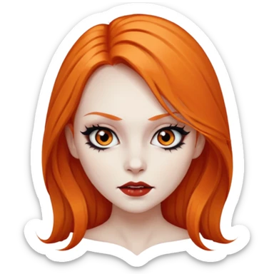 Vampire girl emo with long orange hair sticker