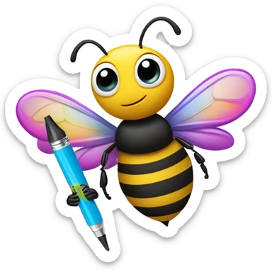 busy bee with a marker sticker